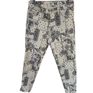 womens jeans pants 8 size M medium misses denim vintage white black print